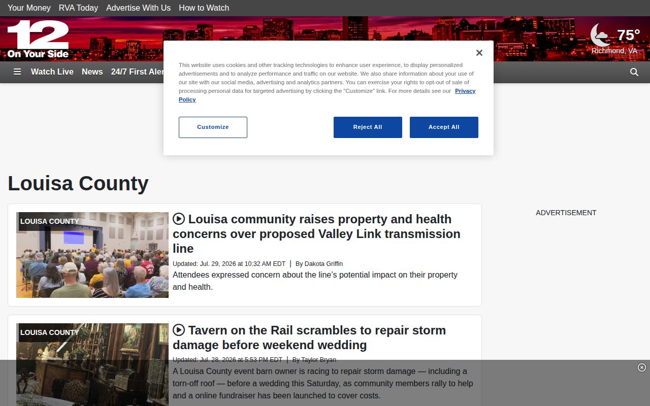 Louisa County crime-news reporting interface