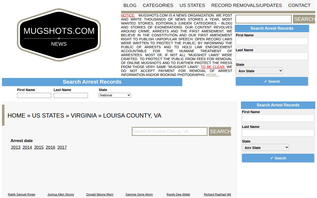 Louisa County historical unofficial record interface