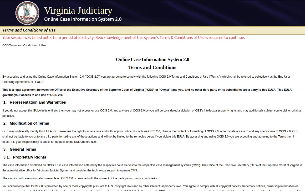 Louisa County court disposition record search source